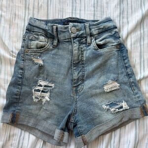 Aeropostale Stretchy Cuffed High Rise Curvy Midi Jean Shorts size 0